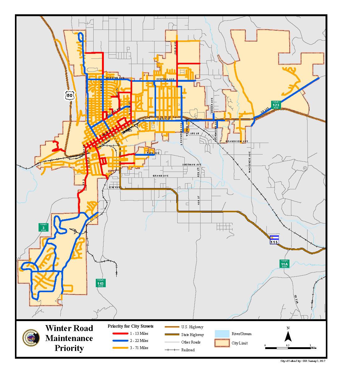 Winter Road Maintenance Priority Map