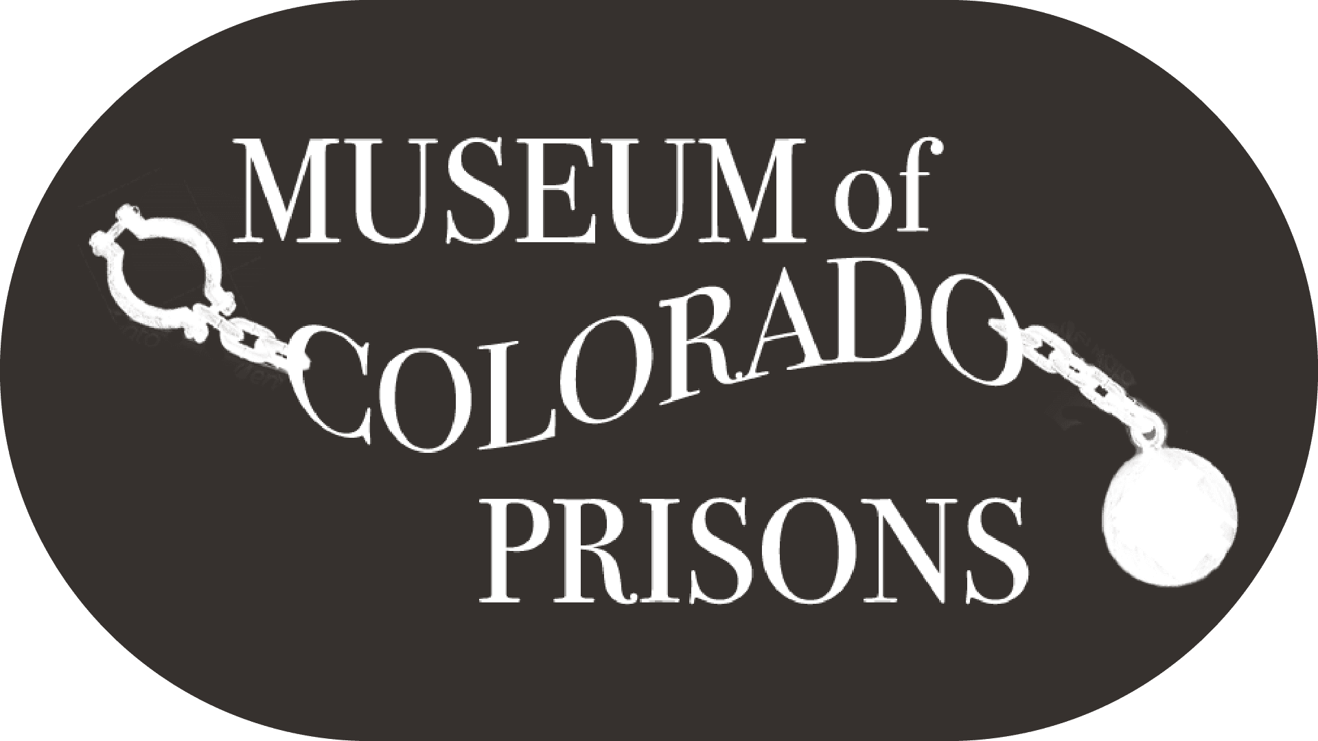 Logo of Museum of Colorado Prisons. Image has name of museum with ball and chain graphic. Opens in new window